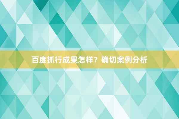 百度抓行成果怎样?确切案例分析